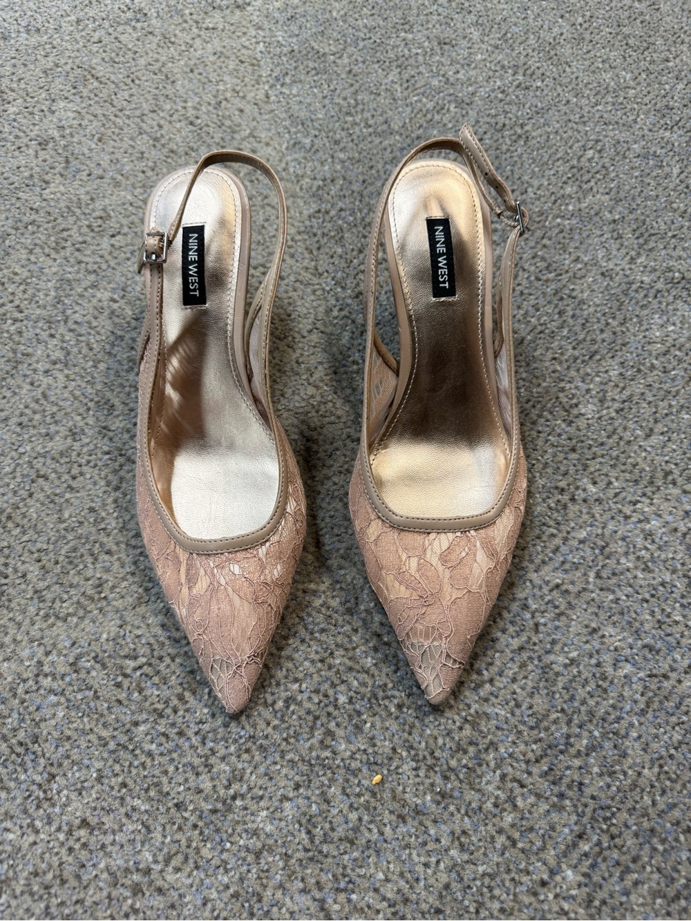 Nine West Blush Lace Slingback Pointed Heels